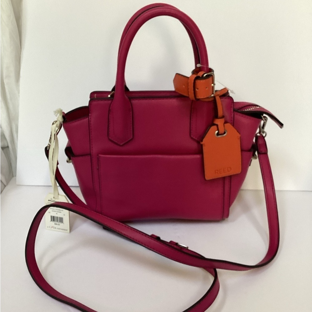 NWT REED special edition small Satchel/ crossbody. Vegan, Fuschia and orange.